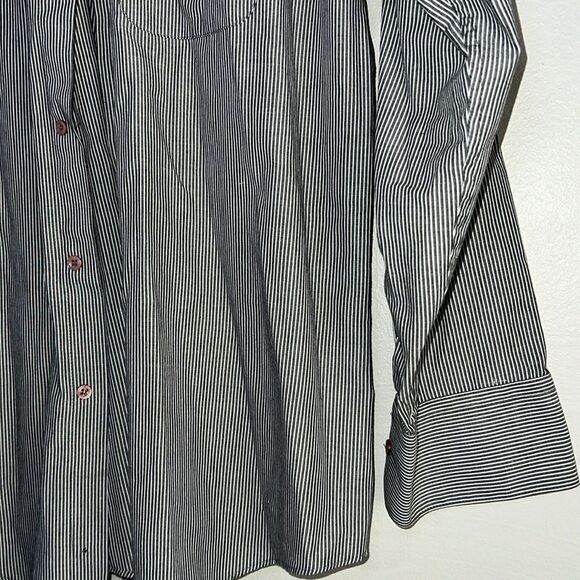 Diamante Mens Grey / White Single Needle Tailoring Dress Shirt - Picture 4 of 7